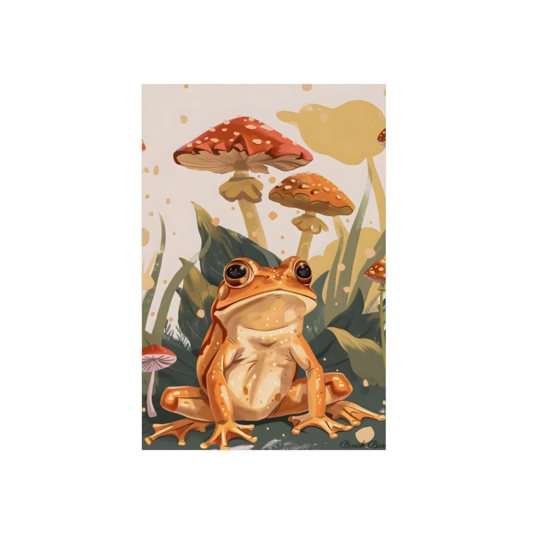Retro Frog's Smile: Colorful Mushroom - Metal Poster