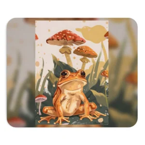 Orange Frog Among Mushrooms Mouse Pad