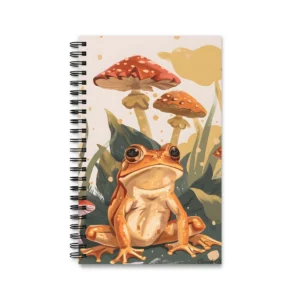 Orange Frog Among Mushrooms Spiral Notebook