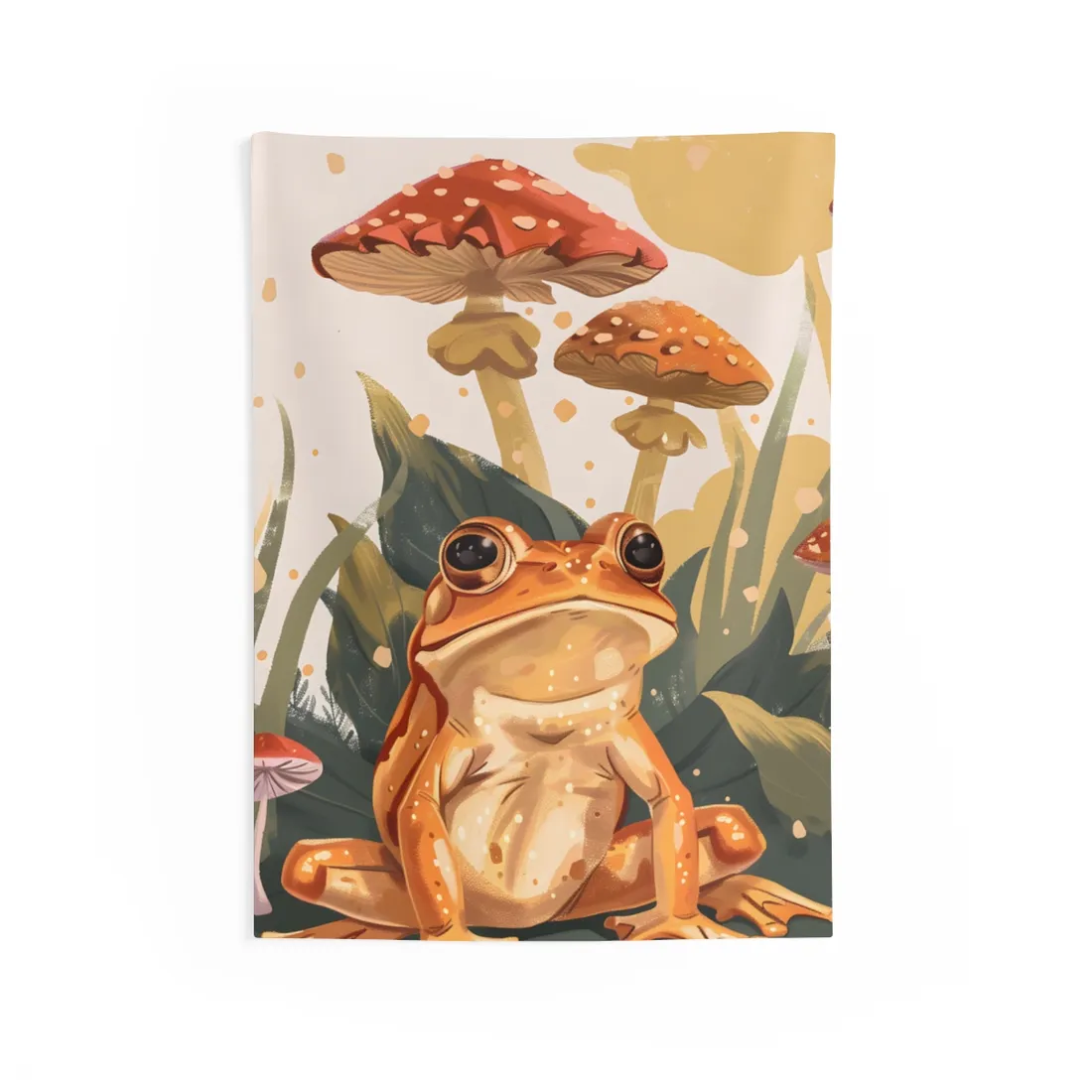 Retro Frog's Smile: Colorful Mushroom - Wall Tapestry