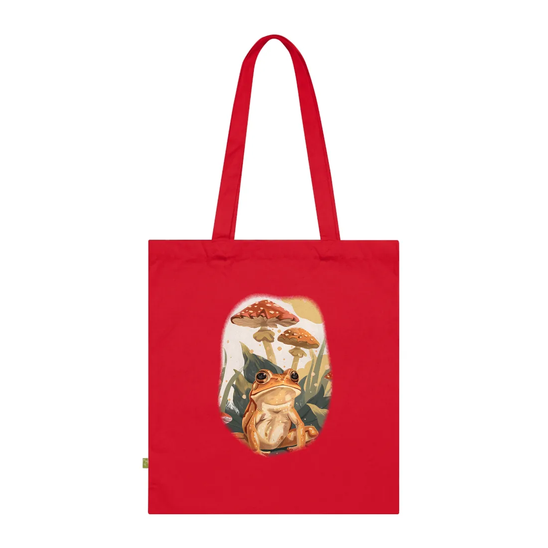 Retro Frog's Smile: Colorful Mushroom - Tote Bag (Classic Red)