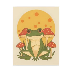 Frog Sitting with Mushrooms Canvas Print
