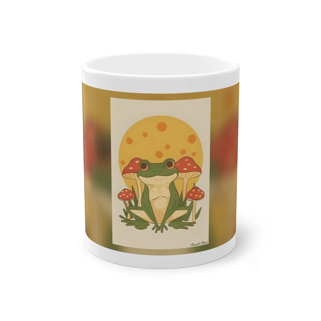 Retro Frog's Sunny Mushroom Meetup: Whimsical - Mug