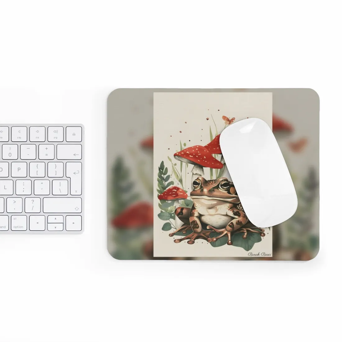 Retro Frog Smile: Colorful Mushroom Friends - Mouse Pad