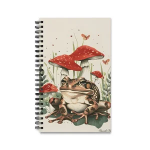 Toad with Red Mushrooms Spiral Notebook
