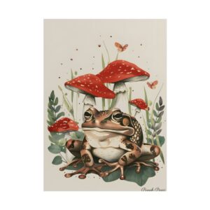 Toad with Red Mushrooms Poster