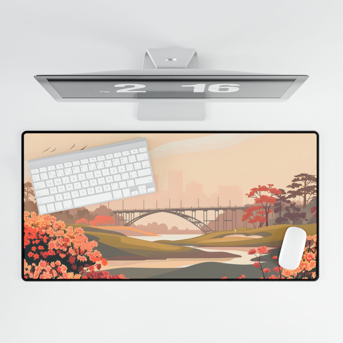 Retro Golf at Augusta: Vintage Illustration - Desk Mat