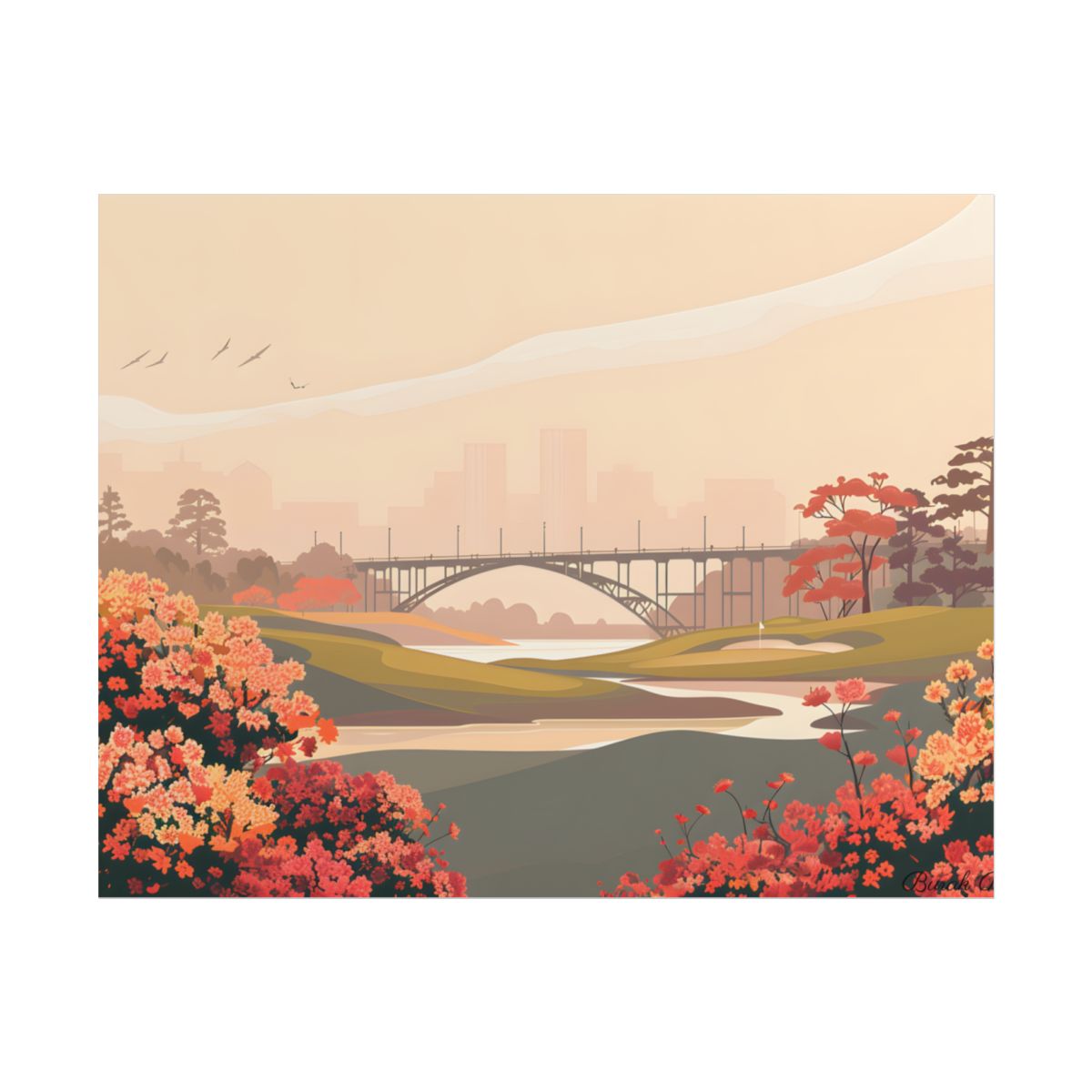 Retro Golf at Augusta: Vintage Illustration - Poster