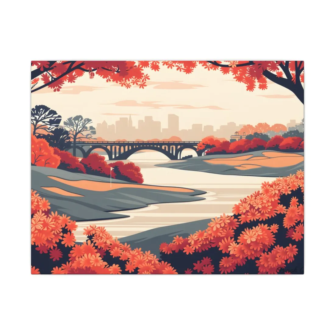 Retro Golf Course Illustration: Classic Greens - Canvas