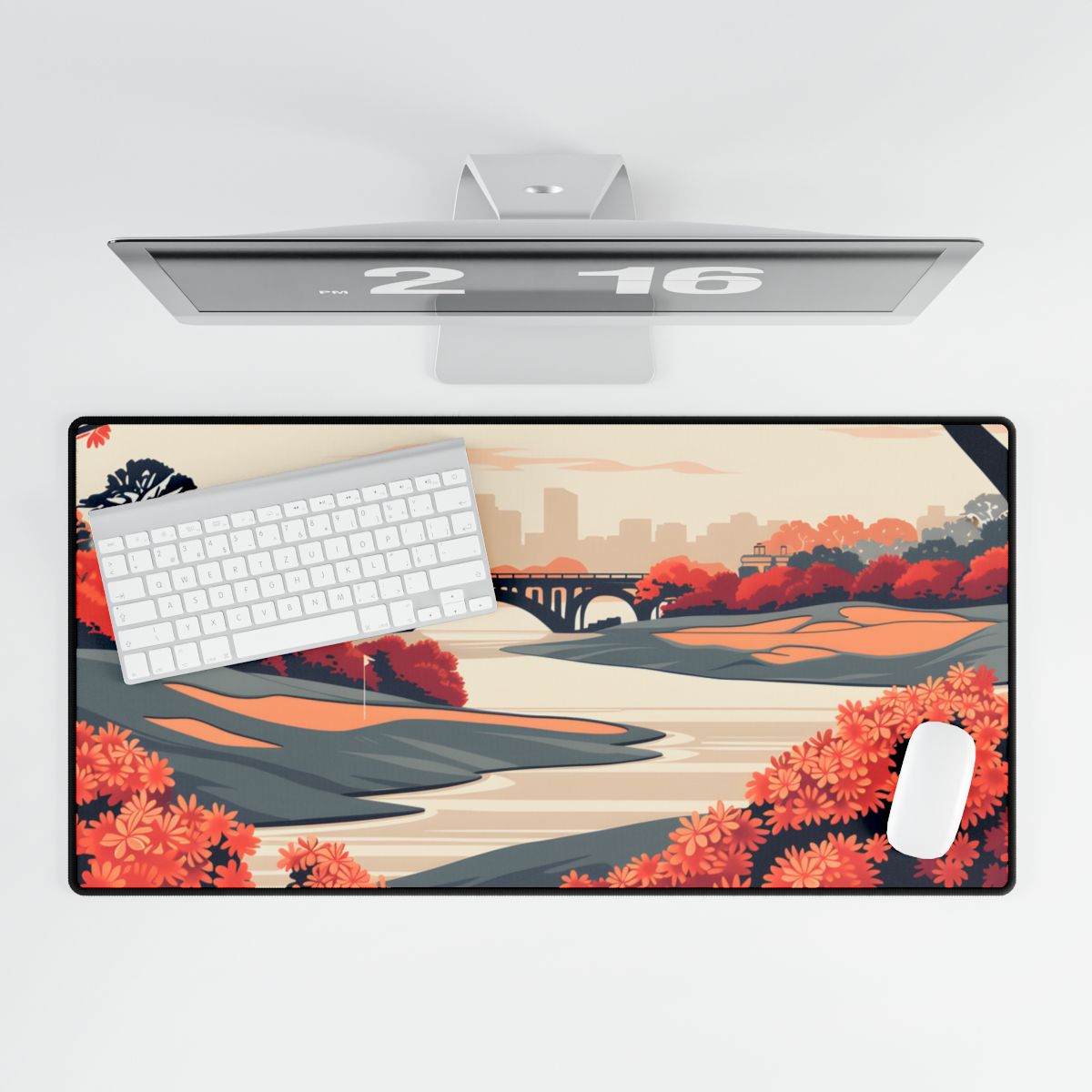 Retro Golf Course Illustration: Classic Greens - Desk Mat