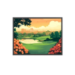 Golf Course at Sunset Framed Poster