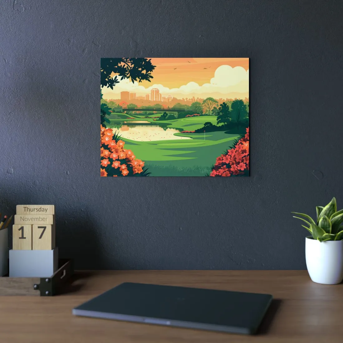 Retro Golf Illustration: Augusta National Georgia - Metal Poster