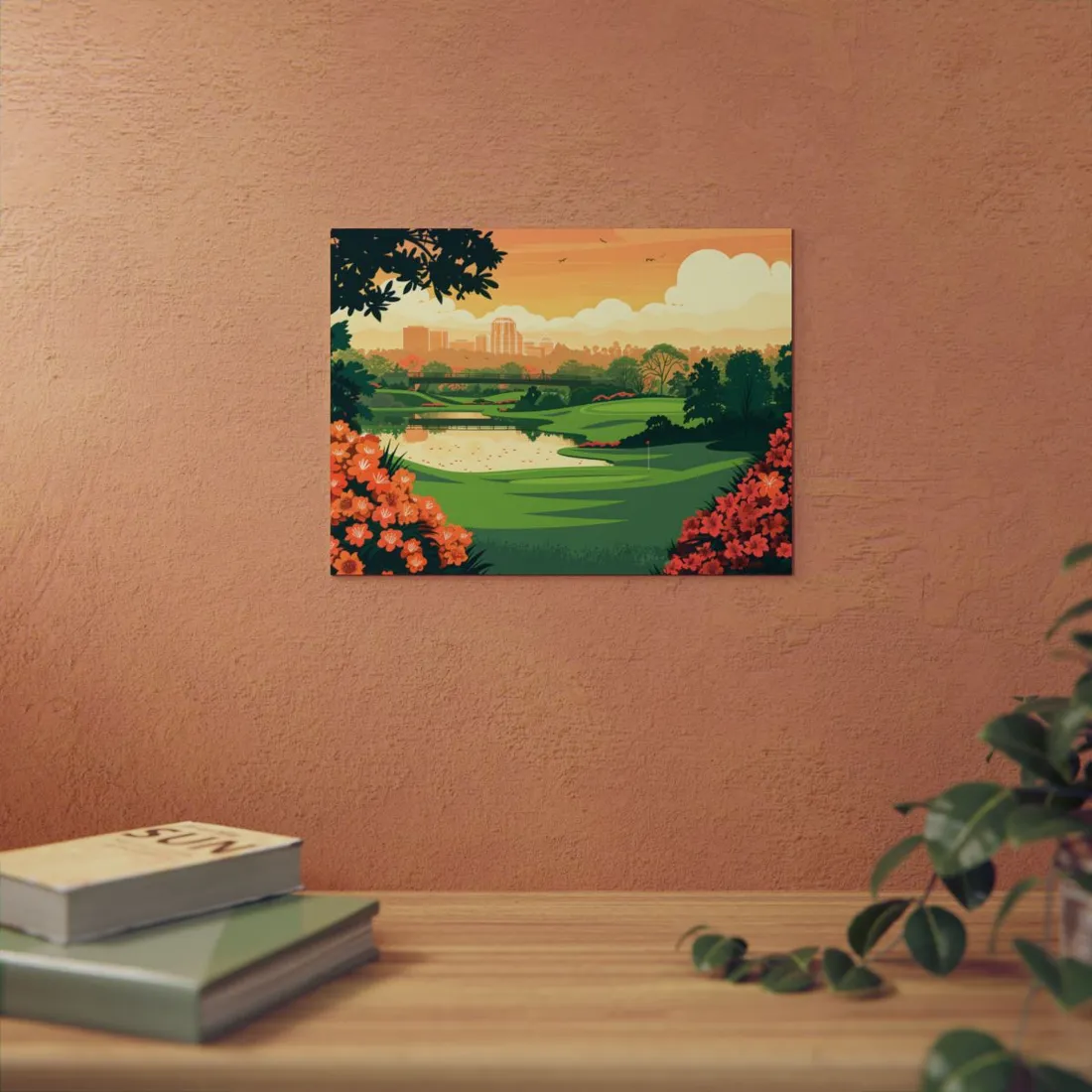 Retro Golf Illustration: Augusta National Georgia - Metal Poster
