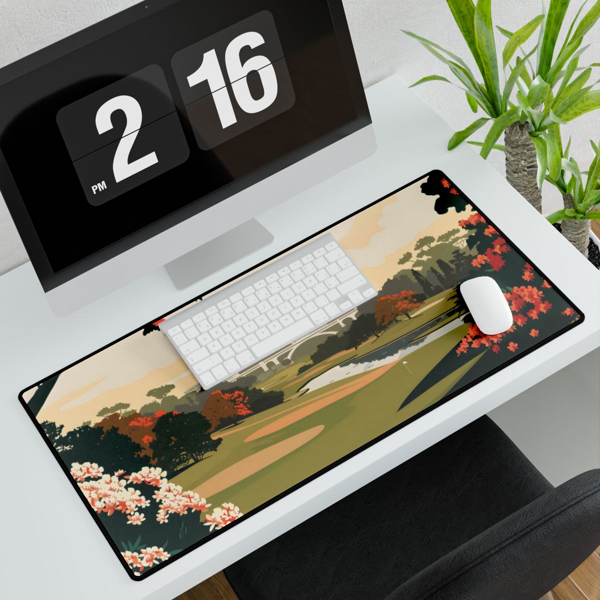 Retro Golf Illustration: Classic Course Art - Desk Mat