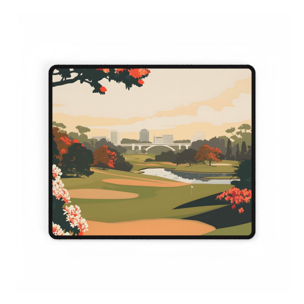 Retro Golf Illustration: Classic Course Art - Desk Mat