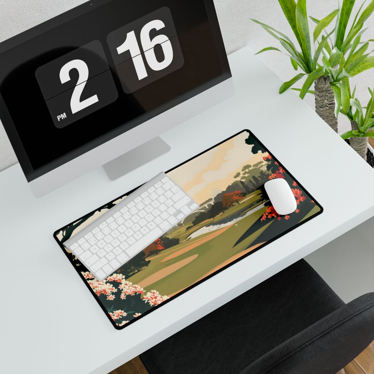 Retro Golf Illustration: Classic Course Art - Desk Mat