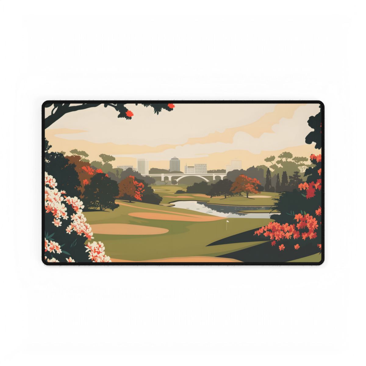 Retro Golf Illustration: Classic Course Art - Desk Mat