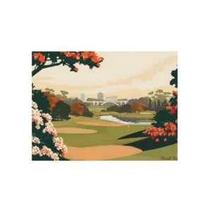 Golf Course Lake Bridge Metal Poster