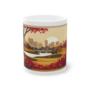 Autumn City Skyline with Bridge Mug