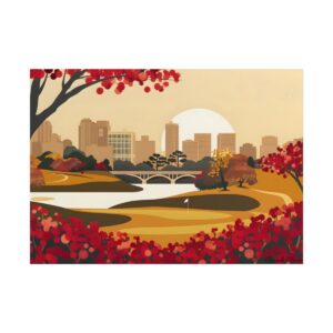 Autumn City Skyline with Bridge Poster