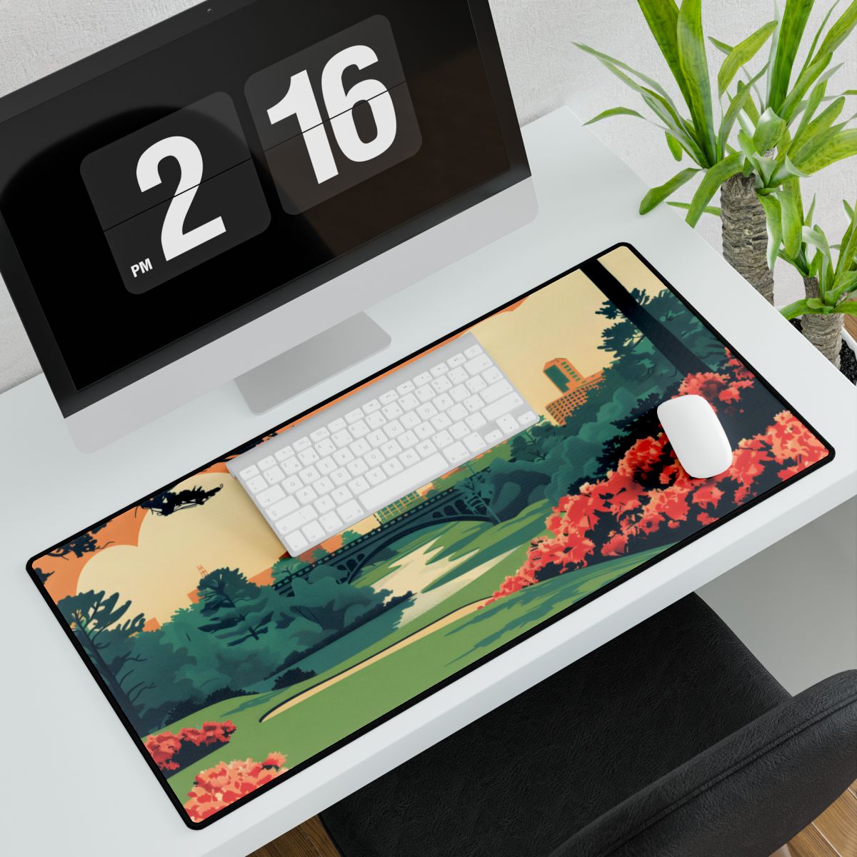 Retro Golf Scene at Augusta: Classic Artwork - Desk Mat