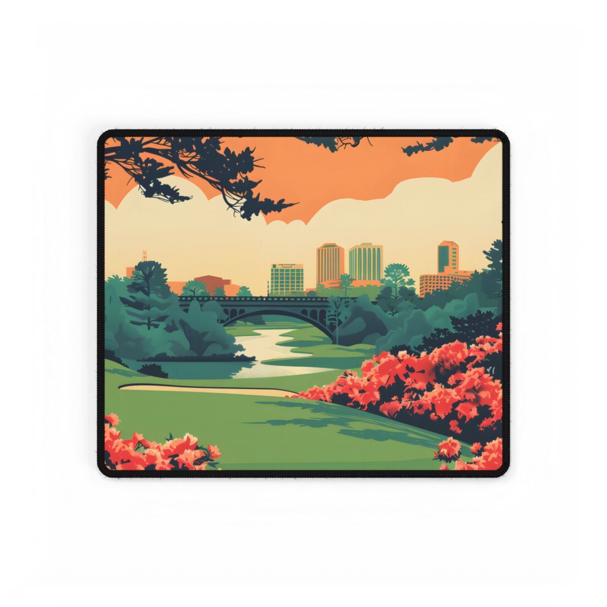 Retro Golf Scene at Augusta: Classic Artwork - Desk Mat