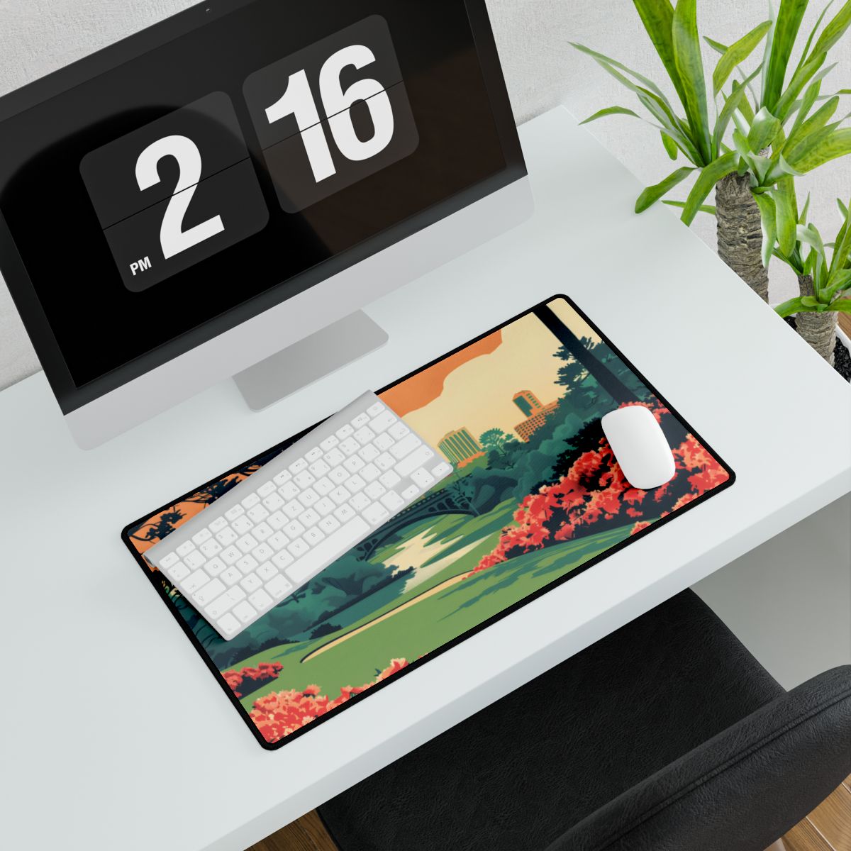 Retro Golf Scene at Augusta: Classic Artwork - Desk Mat