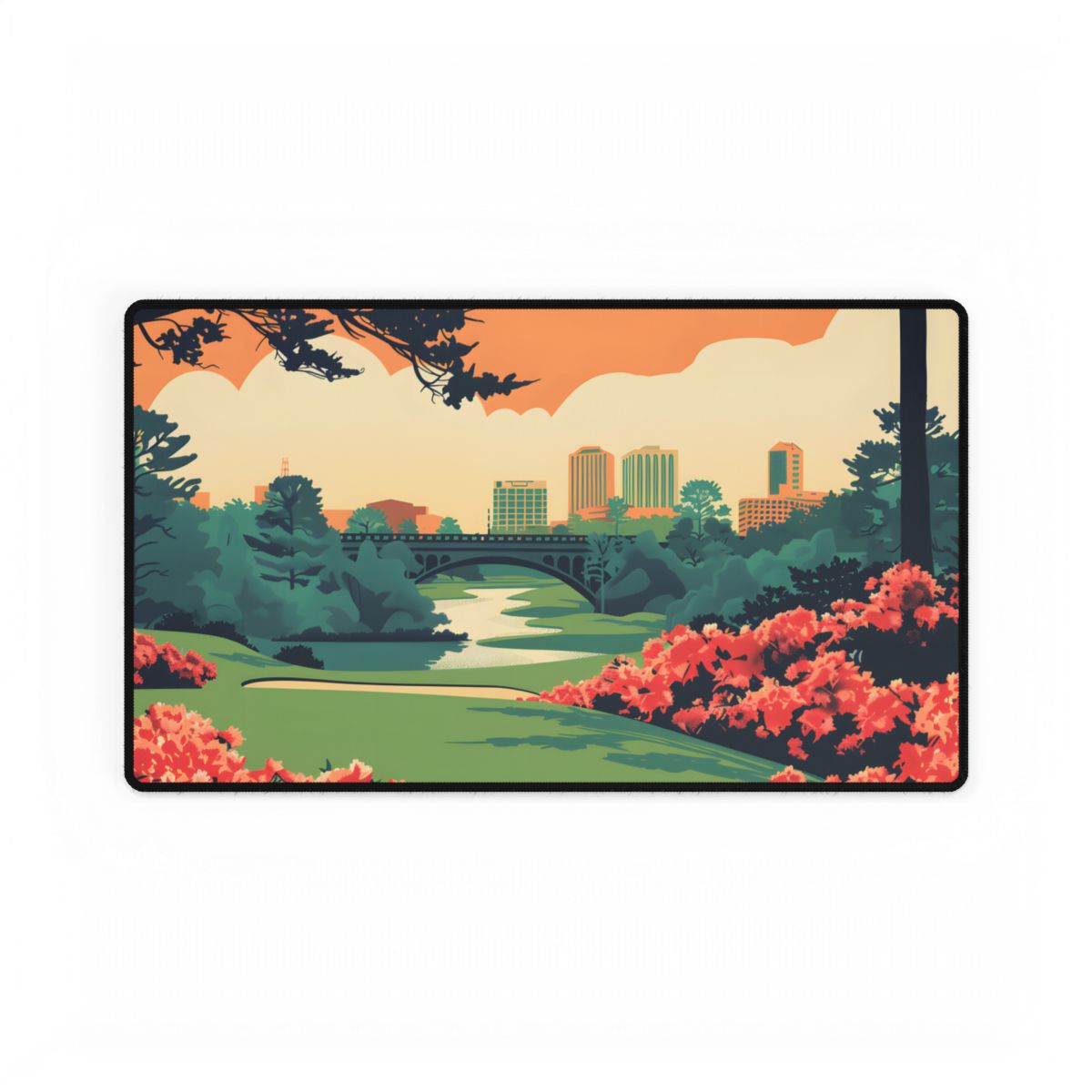 Retro Golf Scene at Augusta: Classic Artwork - Desk Mat