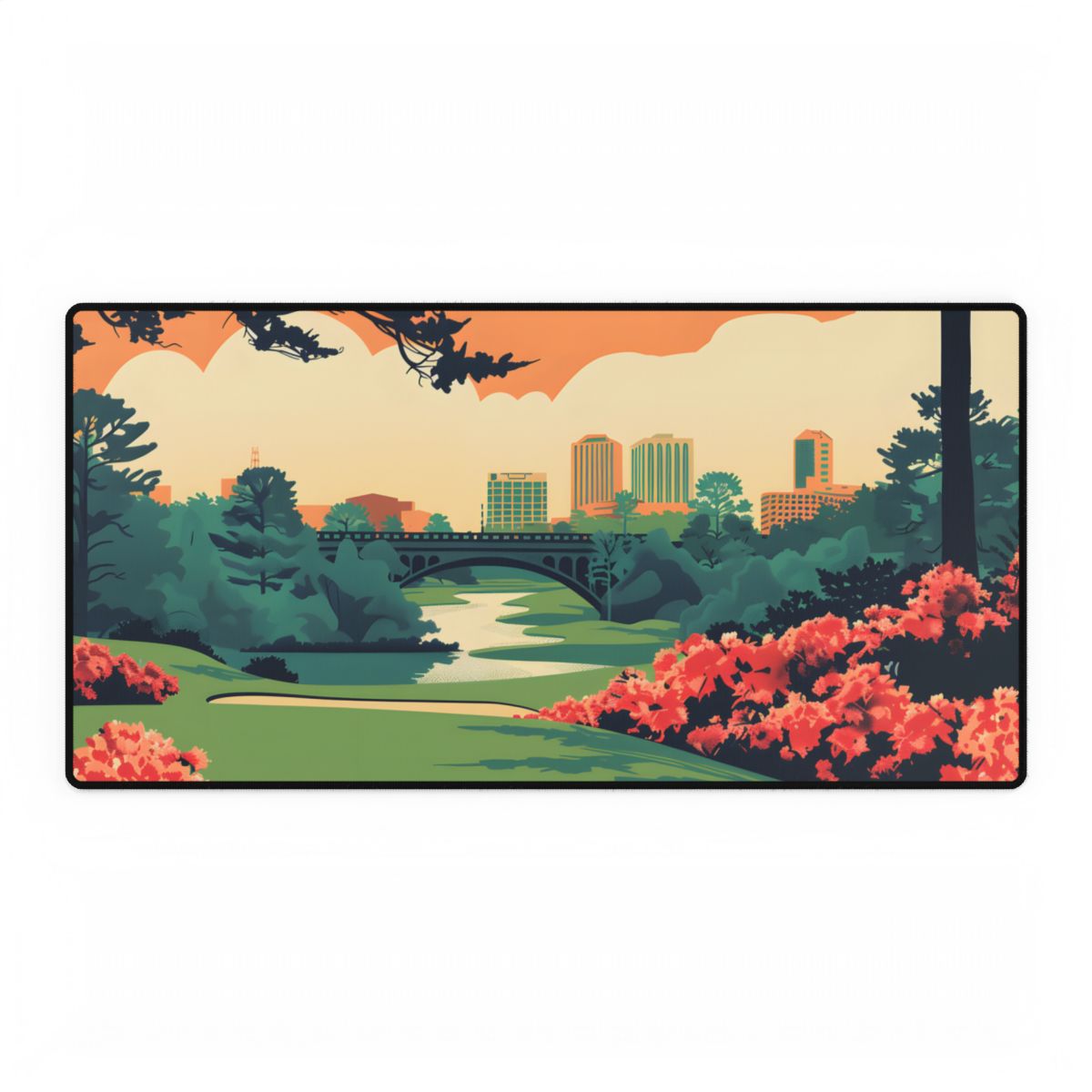 Retro Golf Scene at Augusta: Classic Artwork - Desk Mat