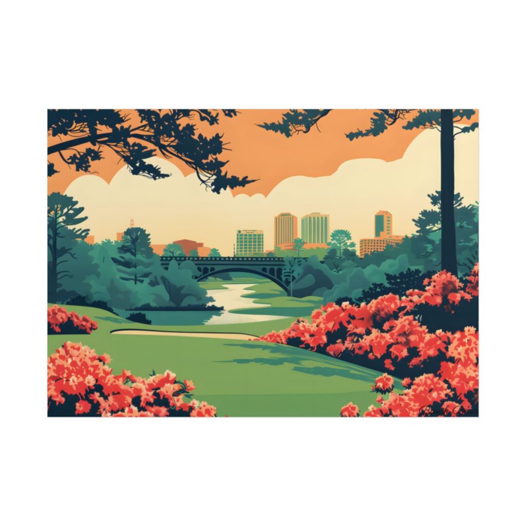 Retro Golf Scene at Augusta: Classic Artwork - Poster