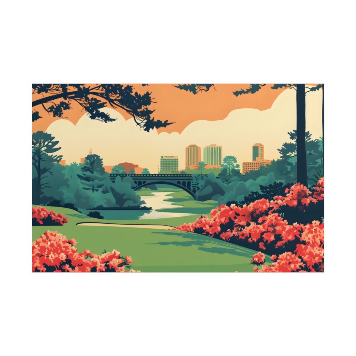 Retro Golf Scene at Augusta: Classic Artwork - Poster