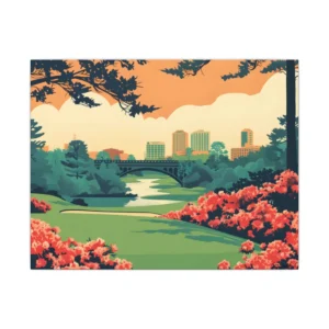 Riverside Park with City Skyline Canvas Print