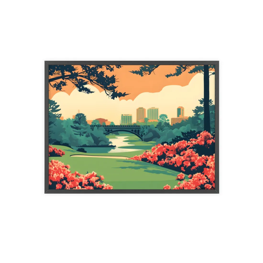 Retro Golf Scene at Augusta: Classic - Framed Poster