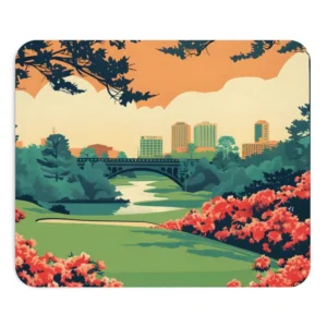 Riverside Park with City Skyline Mouse Pad