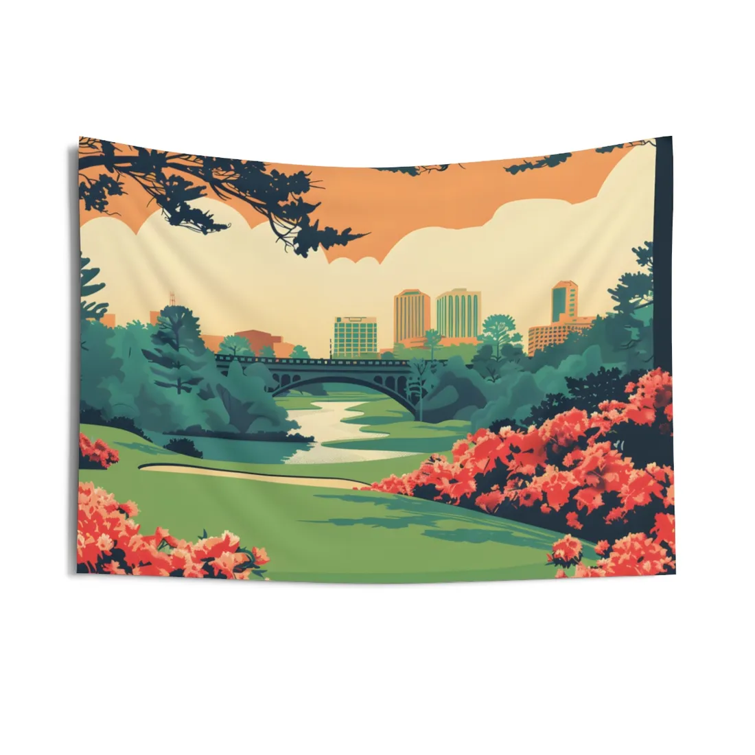 Retro Golf Scene at Augusta: Classic - Wall Tapestry
