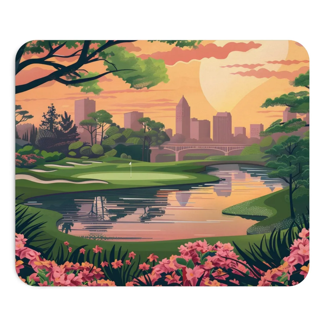 Retro Golf: Vintage Illustration of Augusta National's Amen Corner - Mouse Pad
