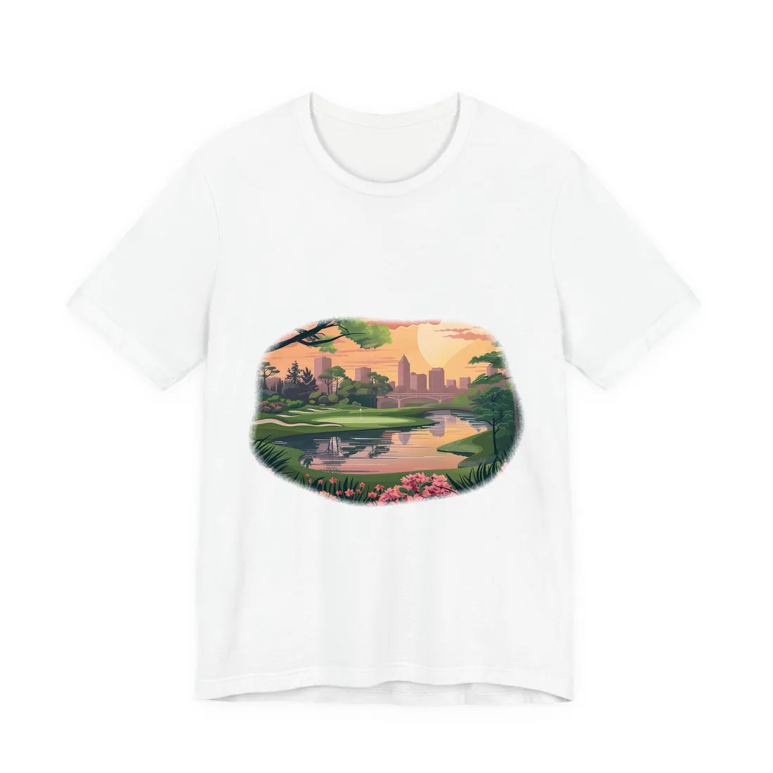 Retro Golf: Vintage Illustration of Augusta National's Amen Corner - T-Shirt (White)