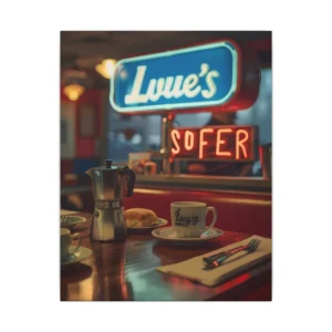 Retro Diner Neon Morning Canvas Print