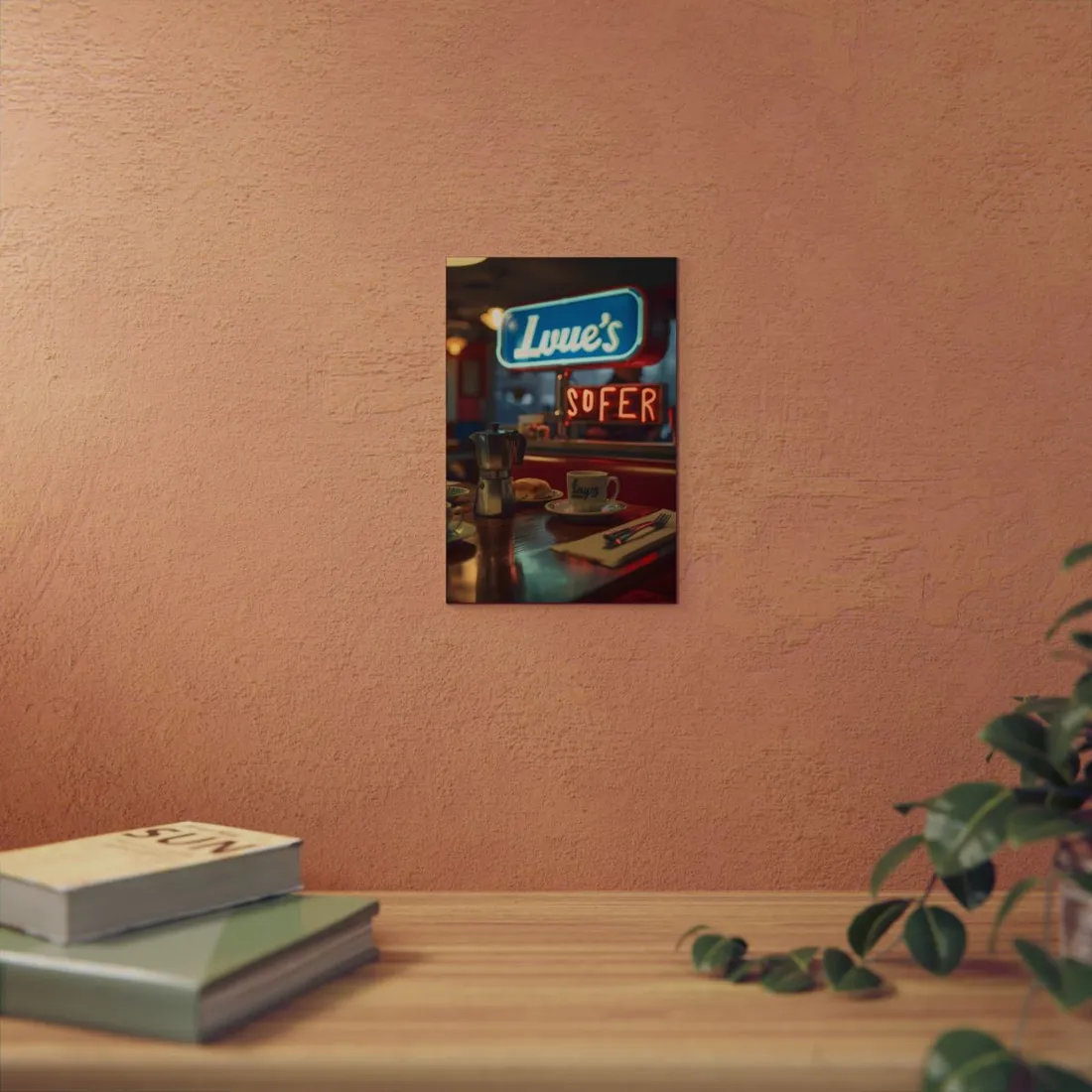 Retro Kitchen Diner Scene: Cozy Coffee Moment - Metal Poster