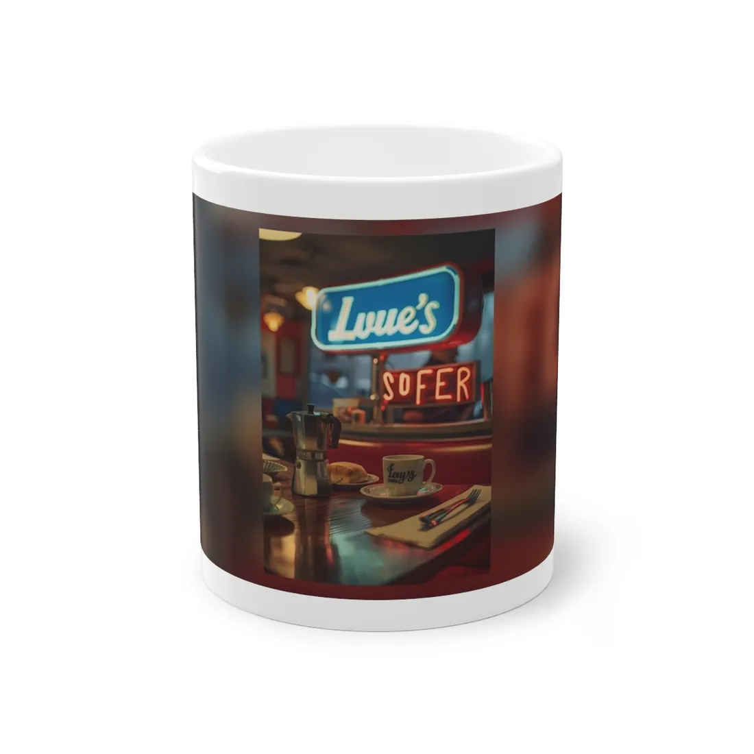 Retro Kitchen Diner Scene: Cozy Coffee Moment - Mug
