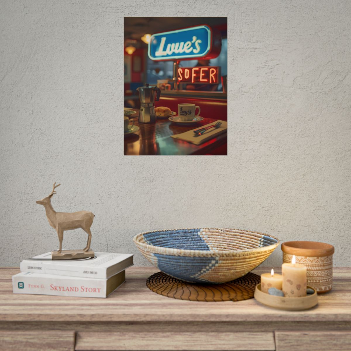 Retro Kitchen Diner Scene: Cozy Coffee Moment - Poster