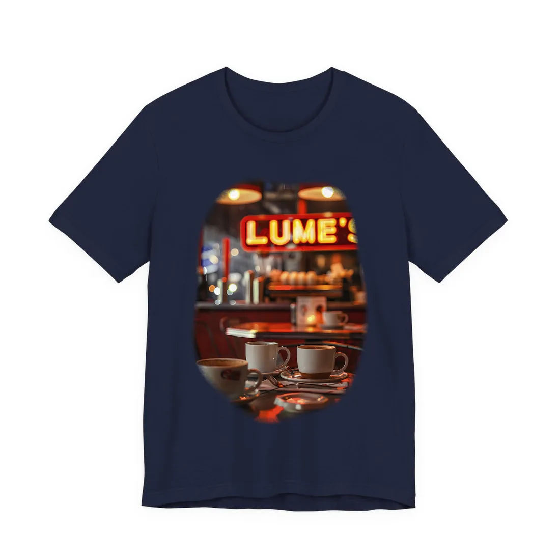 Retro Kitchen Diner: Vintage Artwork from Lukes - T-Shirt (Navy)