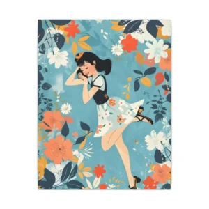 Woman Dancing Among Flowers Canvas Print