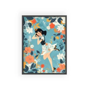 Woman Dancing Among Flowers Framed Poster