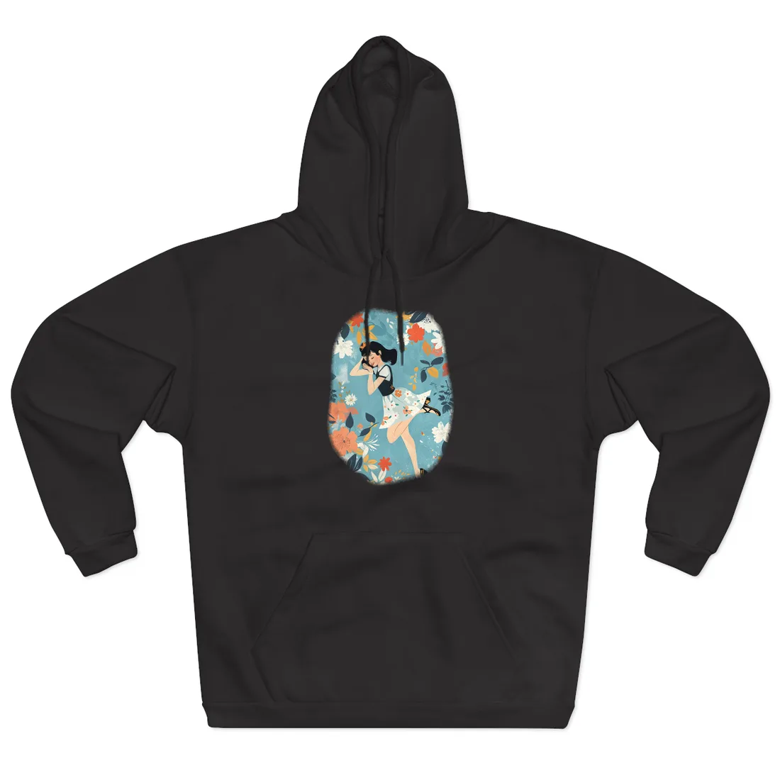Retro Pin-Up Girl: Vintage Artwork Print - Hoodie (Black)