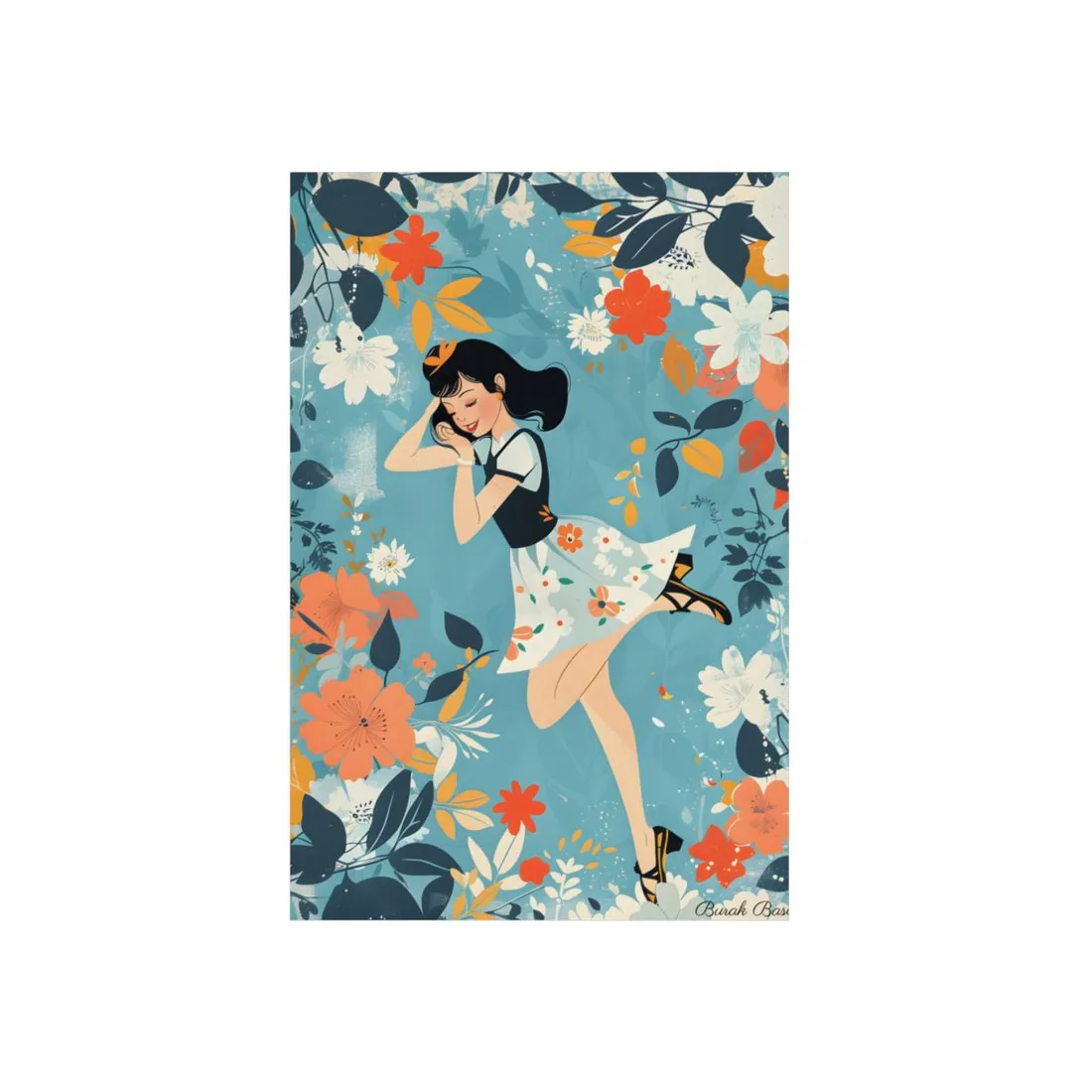 Retro Pin-Up Girl: Vintage Artwork Print - Metal Poster