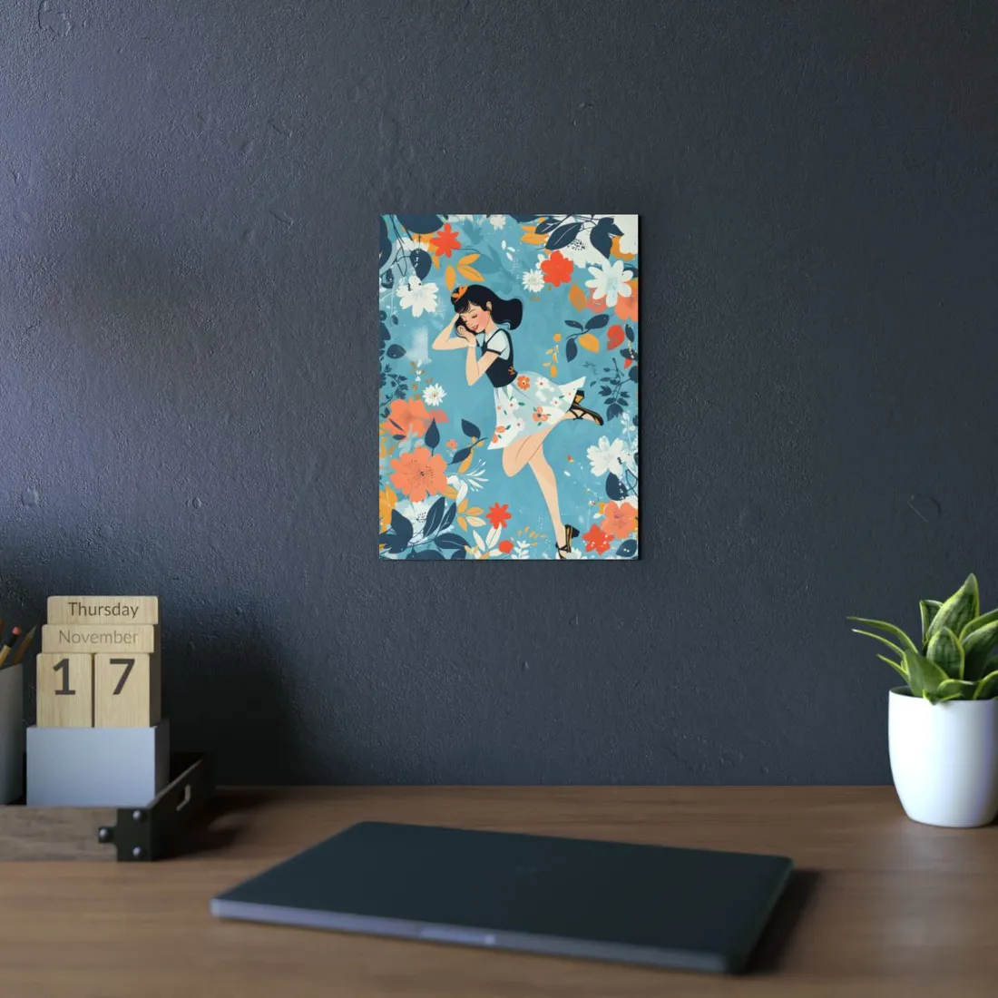 Retro Pin-Up Girl: Vintage Artwork Print - Metal Poster