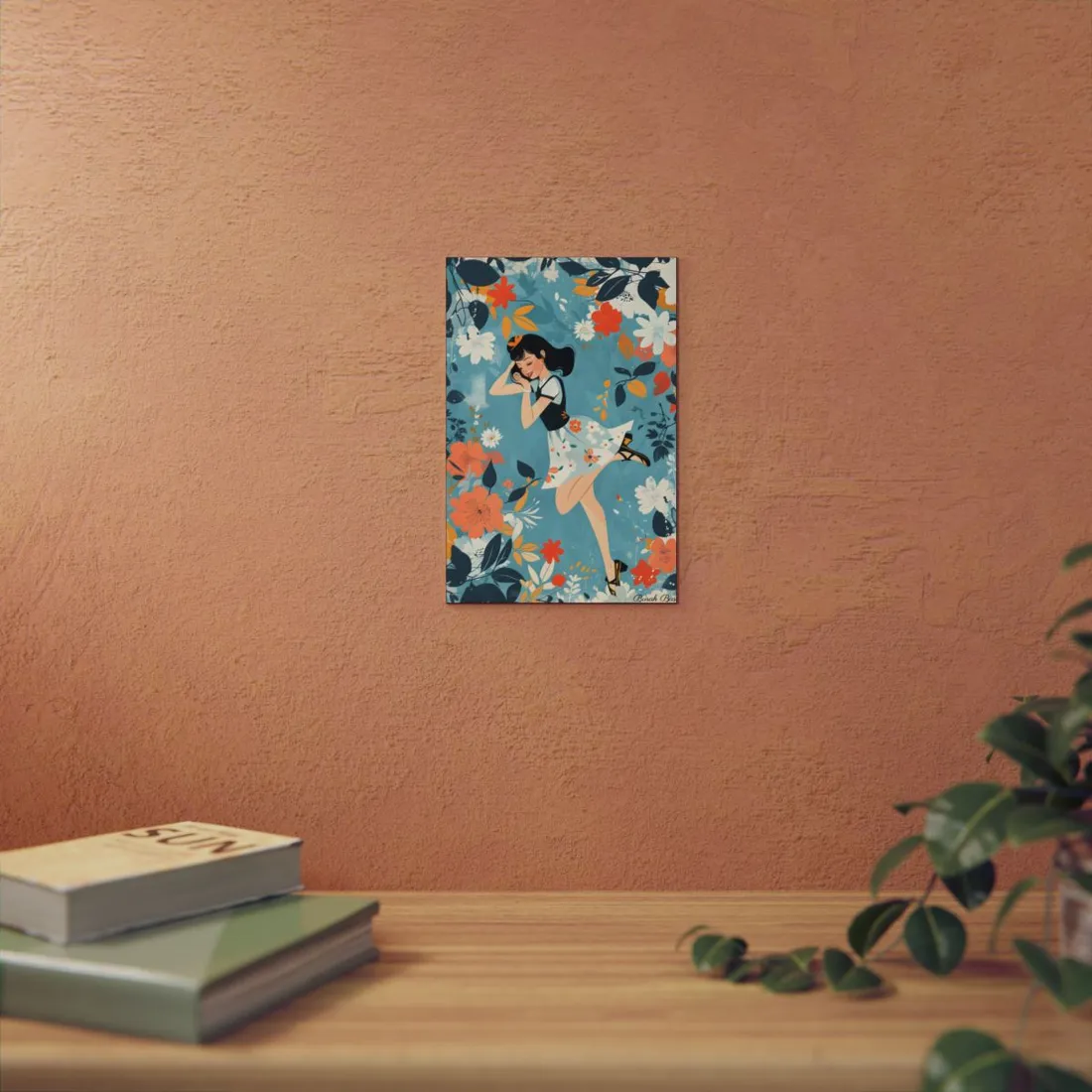 Retro Pin-Up Girl: Vintage Artwork Print - Metal Poster