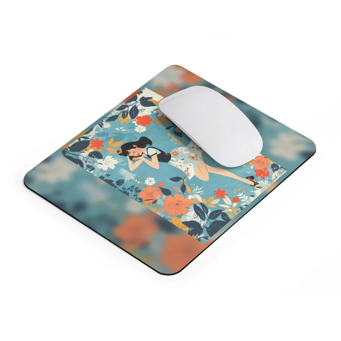Retro Pin-Up Girl: Vintage Artwork Print - Mouse Pad