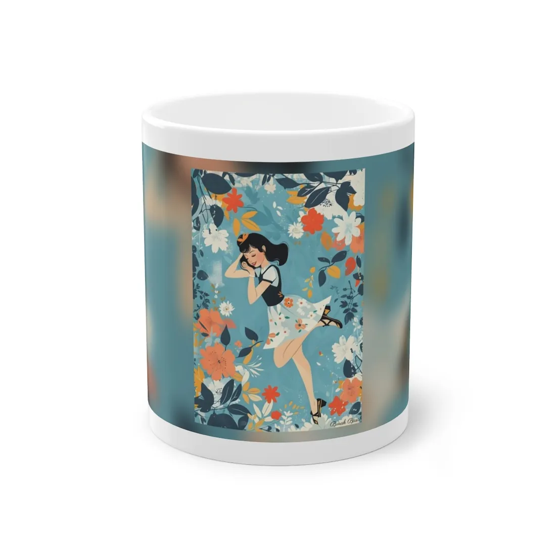 Retro Pin-Up Girl: Vintage Artwork Print - Mug